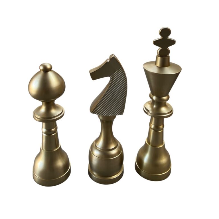 DECORATION INH-11501 102-85-80X25 CHESS&nbsp;SET OF 3 MATT GOLD