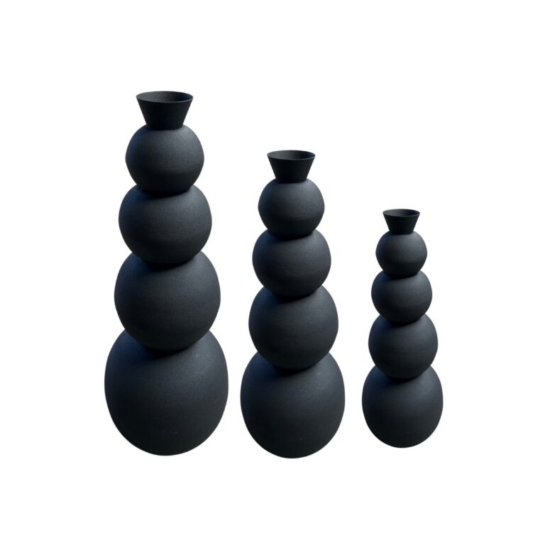 DECORATION INH-11506 BALL FLOWER VASE&nbsp;SET OF 3 MATT BLACK