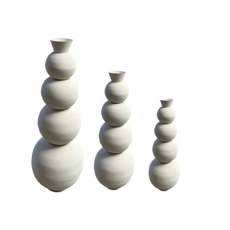 DECORATION INH-11507 BALL FLOWER VASE&nbsp;SET OF 3 MATT BEIGE