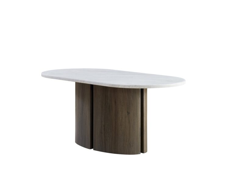 OLIVIA DT OVAL 160X90X75 SOFT WHITE MARBLE TOP