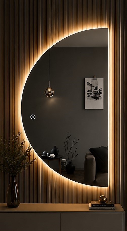 MIRROR WITH LIGHT  CW007 HALF 160X100