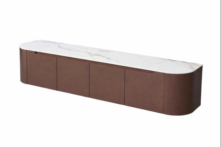 BROWN ISABELLA HANGING TV 240X42X40 WHITE/GOLD STONE TOP