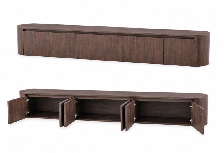 WALL CABINET BROWN PLAIN 6 DOORS 240X40X35CM