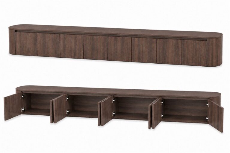 WALL CABINET BROWN PLAIN 8 DOORS 280X40X35CM