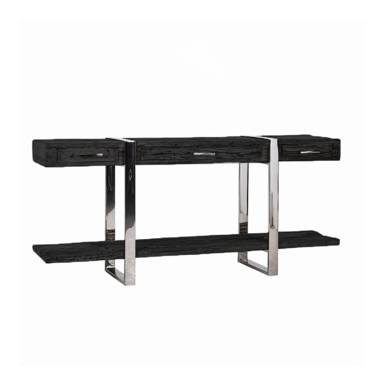 3 DRAWERS ST BLACK S.WOOD TOP 180X40X80 SILVER