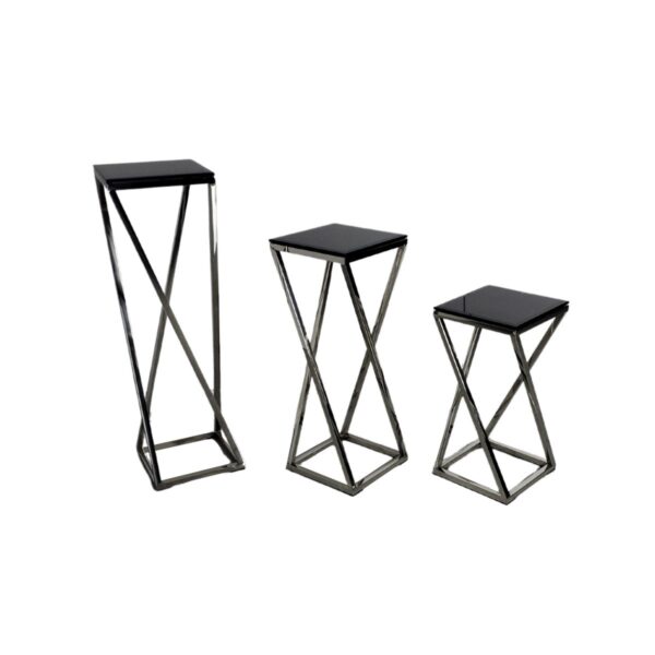 FIORI SILVER 701 3 TABLES SET 60-80-100 + BLACK GLASS